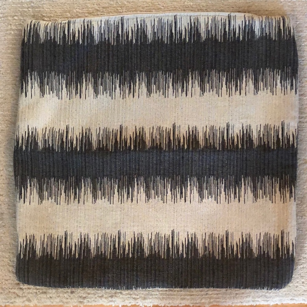 Grey and ivory wool blend square pillow cover